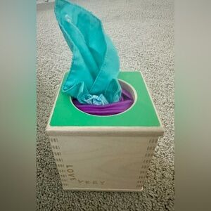 Lovevery Wooden Toy Box with Colorful Scarves